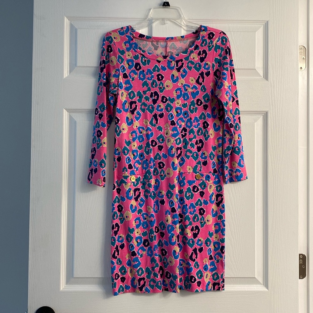 Pink multi color leopard Lilly Pulitzer knit dress
